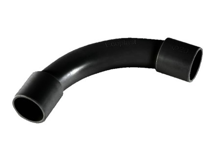 CUG25 Угол 90 гр.(единый) для труб D25мм, без галогена, цвет чёрный