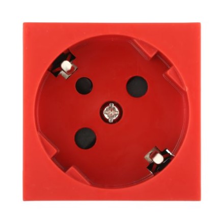 Розетка с заземляющими контактами, с защитными шторками, под углом 45 градусов, с ключом (красная)